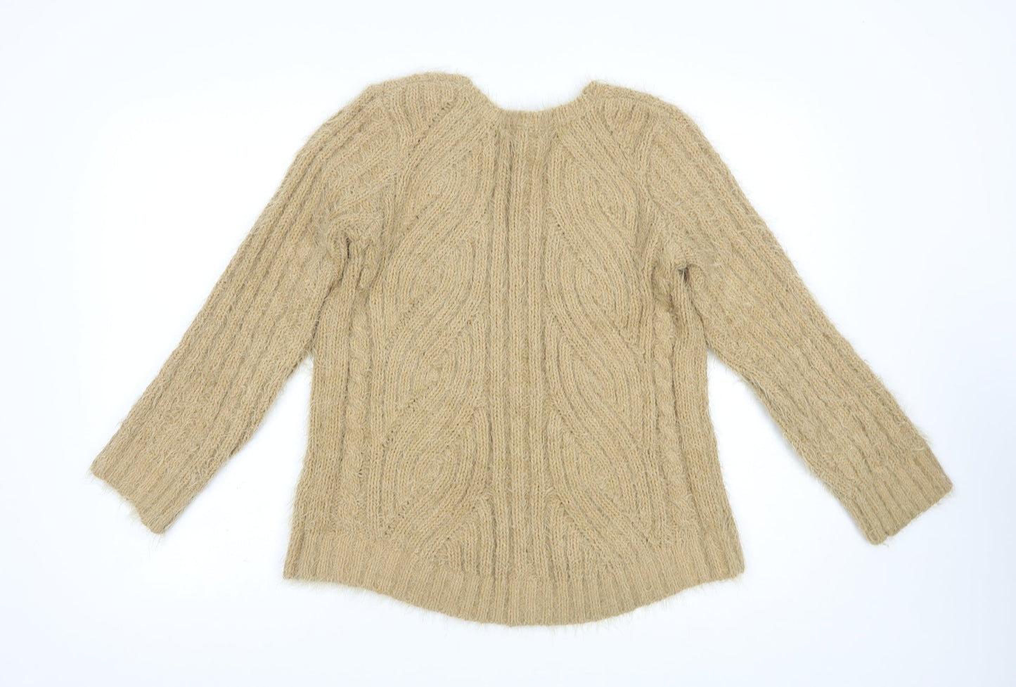 Marks and Spencer Womens Beige V-Neck  Polyester Pullover Jumper Size M