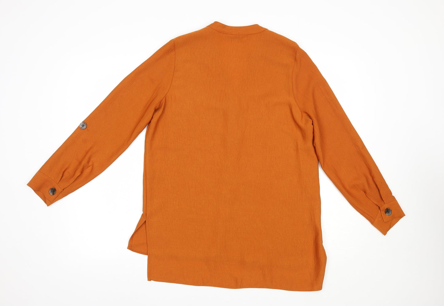 Papaya Womens Orange  Polyester Basic Button-Up Size 8 V-Neck