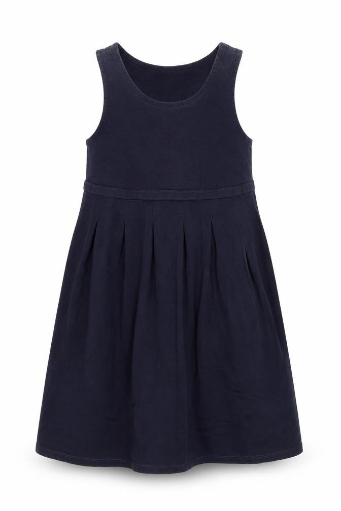 Dunnes Girls Blue  Cotton Pinafore/Dungaree Dress  Size 9-10 Years  Scoop Neck Pullover