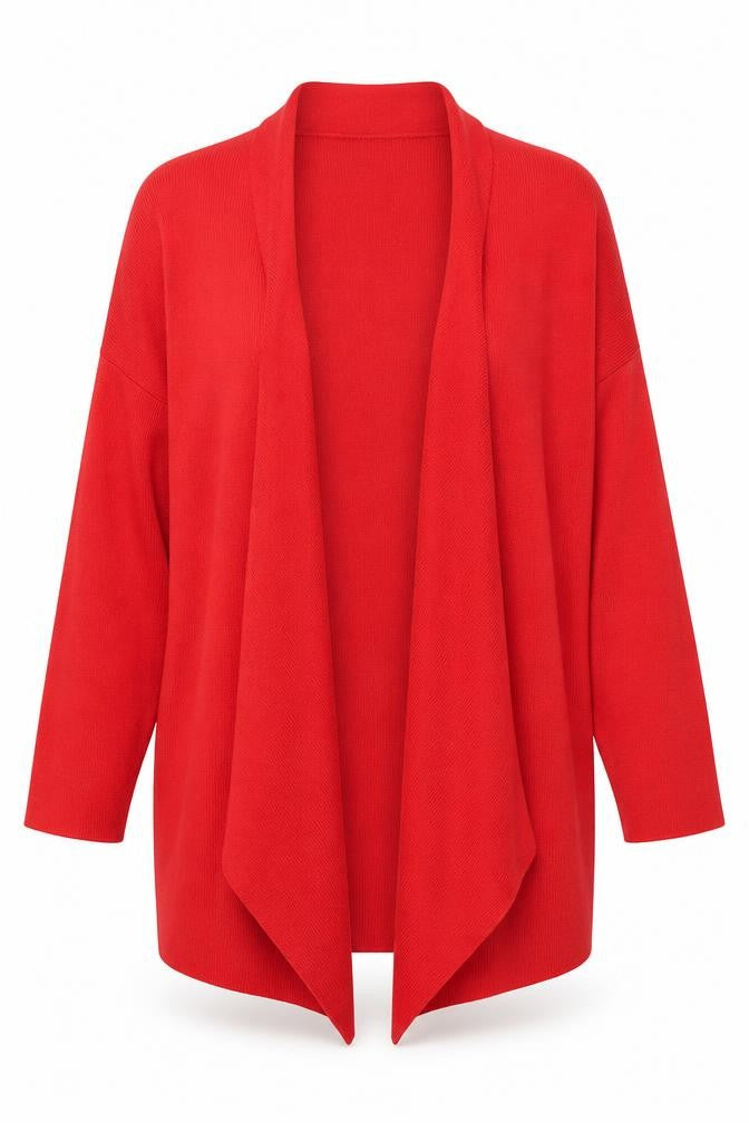 Misscolastyle Womens Red Collared  Acrylic Cardigan Jumper Size M