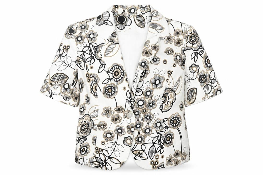 FOSBY Womens Ivory Floral  Jacket Blazer Size 16  Button