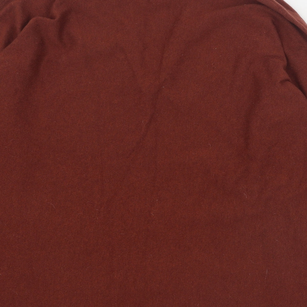 Gallery Womens Brown V-Neck  Nylon Pullover Jumper Size M