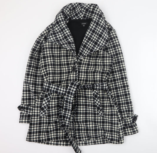 Eivissa Womens Black Houndstooth  Pea Coat Coat Size S  Button