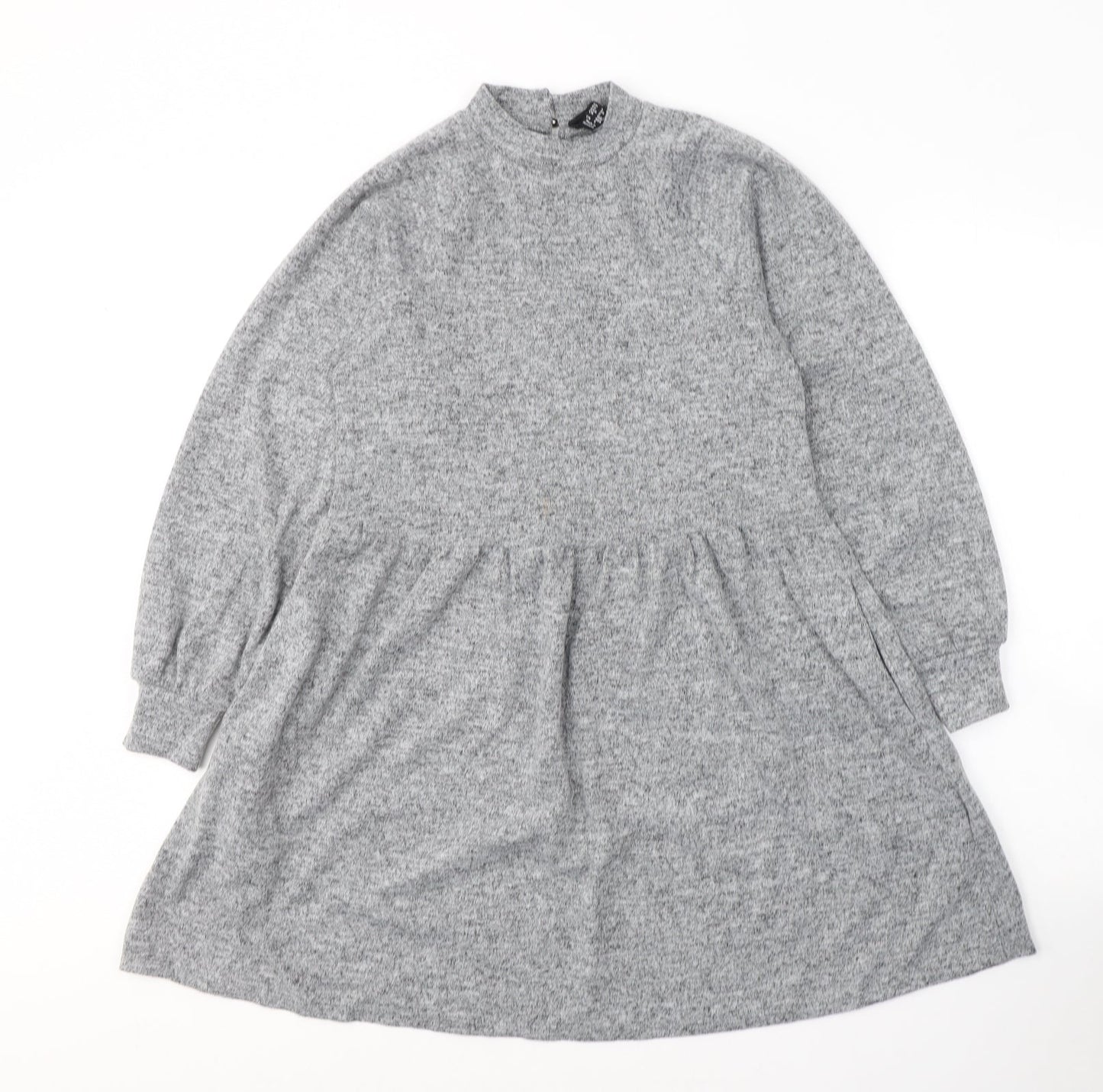 New Look Womens Grey  Polyester Jumper Dress  Size 6  Round Neck Pullover