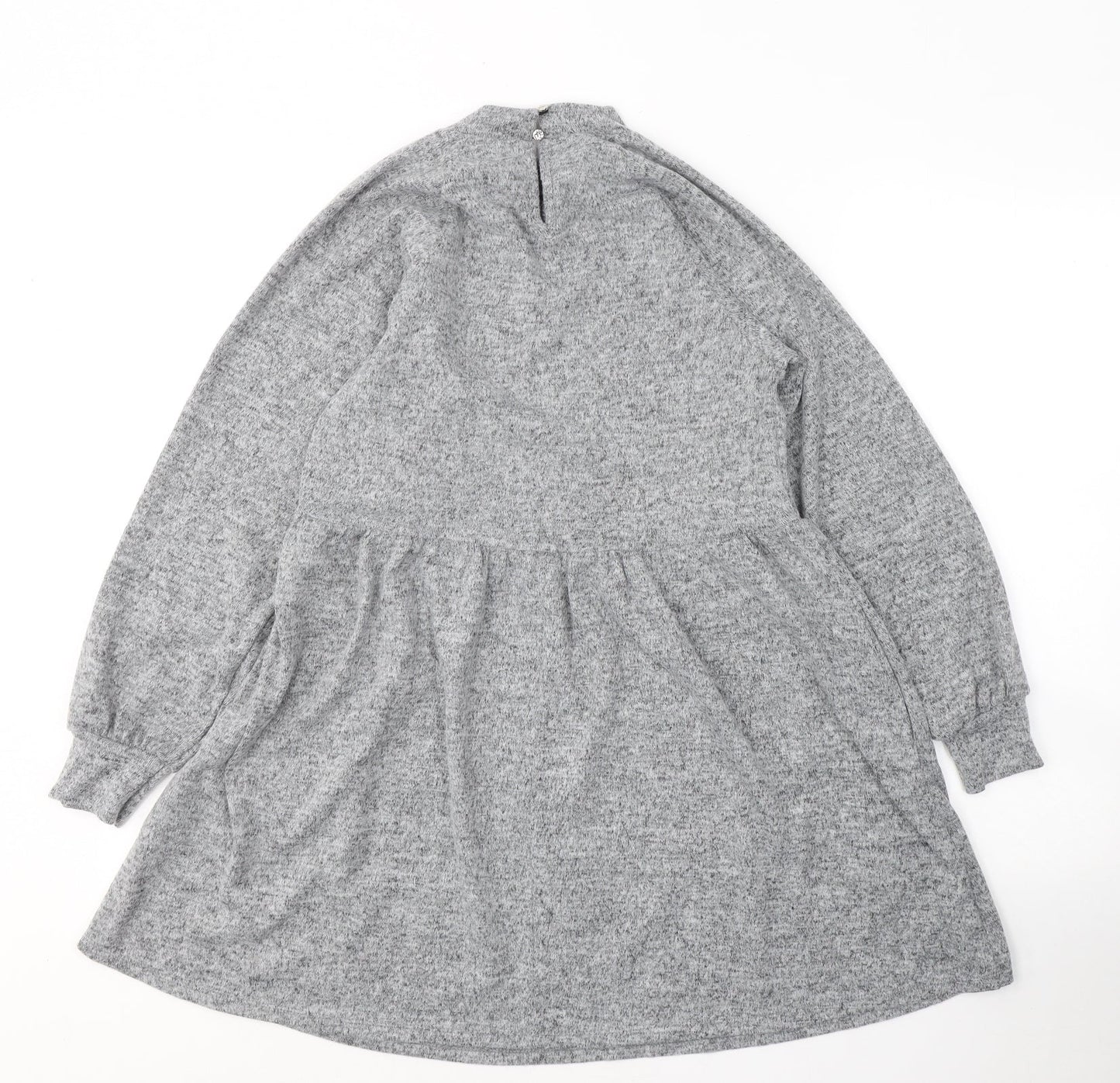 New Look Womens Grey  Polyester Jumper Dress  Size 6  Round Neck Pullover