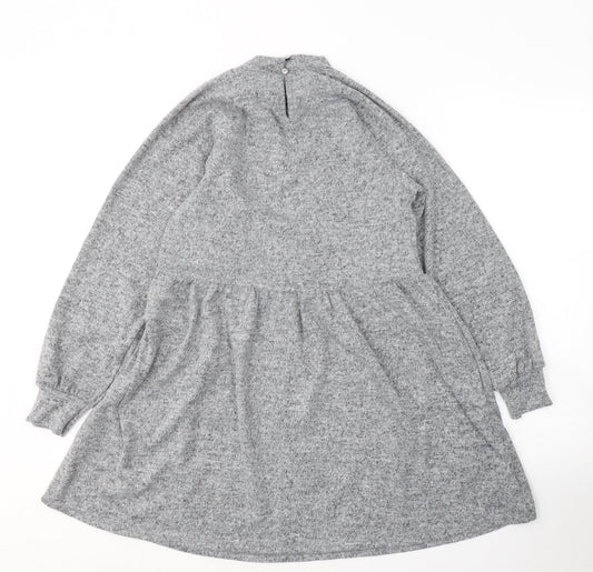 New Look Womens Grey  Polyester Jumper Dress  Size 6  Round Neck Pullover