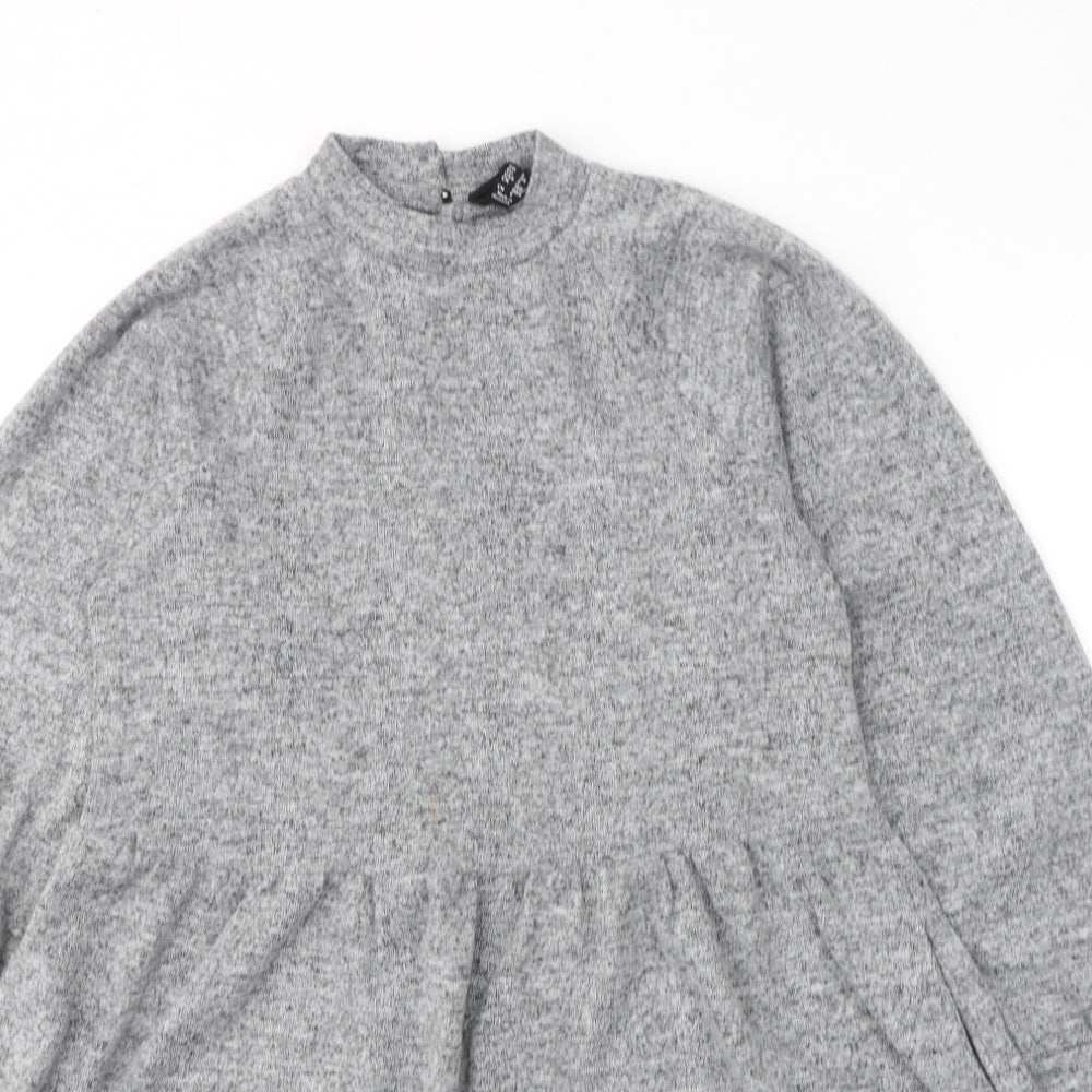 New Look Womens Grey  Polyester Jumper Dress  Size 6  Round Neck Pullover