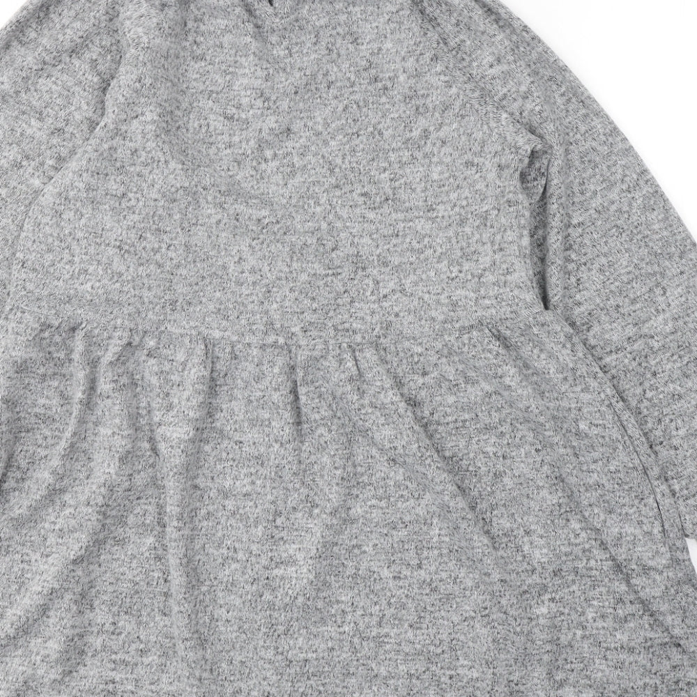 New Look Womens Grey  Polyester Jumper Dress  Size 6  Round Neck Pullover