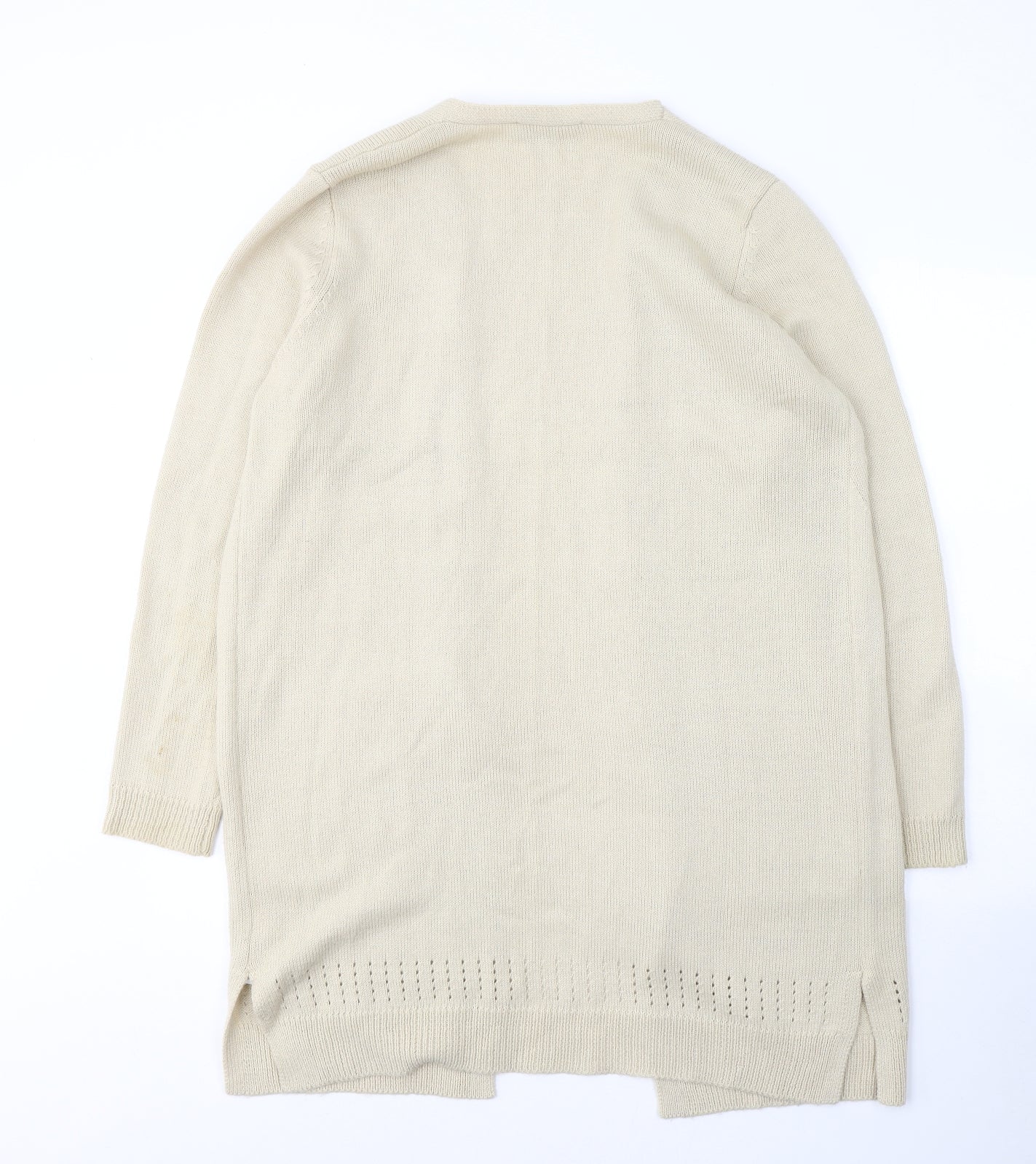 Oasis Womens Beige V-Neck  Acrylic Cardigan Jumper Size M