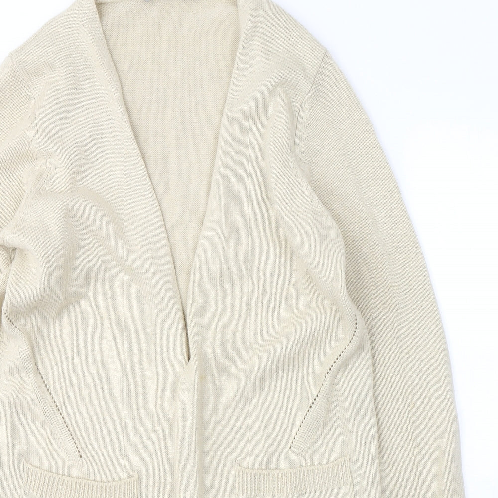 Oasis Womens Beige V-Neck  Acrylic Cardigan Jumper Size M