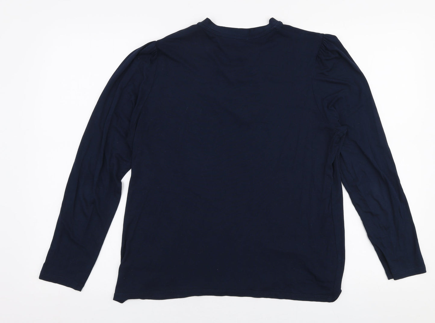 Marks and Spencer Womens Blue  Viscose Jersey T-Shirt Size 14 Round Neck