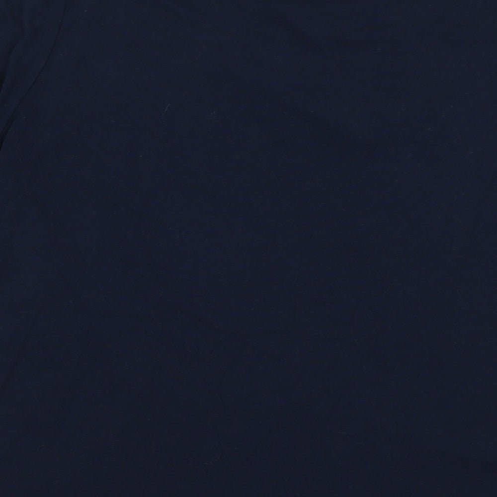 Marks and Spencer Womens Blue  Viscose Jersey T-Shirt Size 14 Round Neck