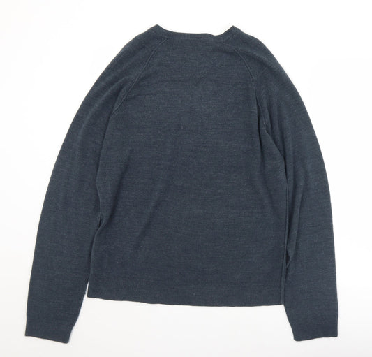 UrbanSpirit Mens Blue V-Neck  Acrylic Pullover Jumper Size M