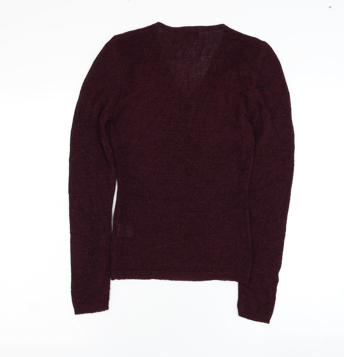 Oasis Womens Purple V-Neck  Polyester Pullover Jumper Size 12