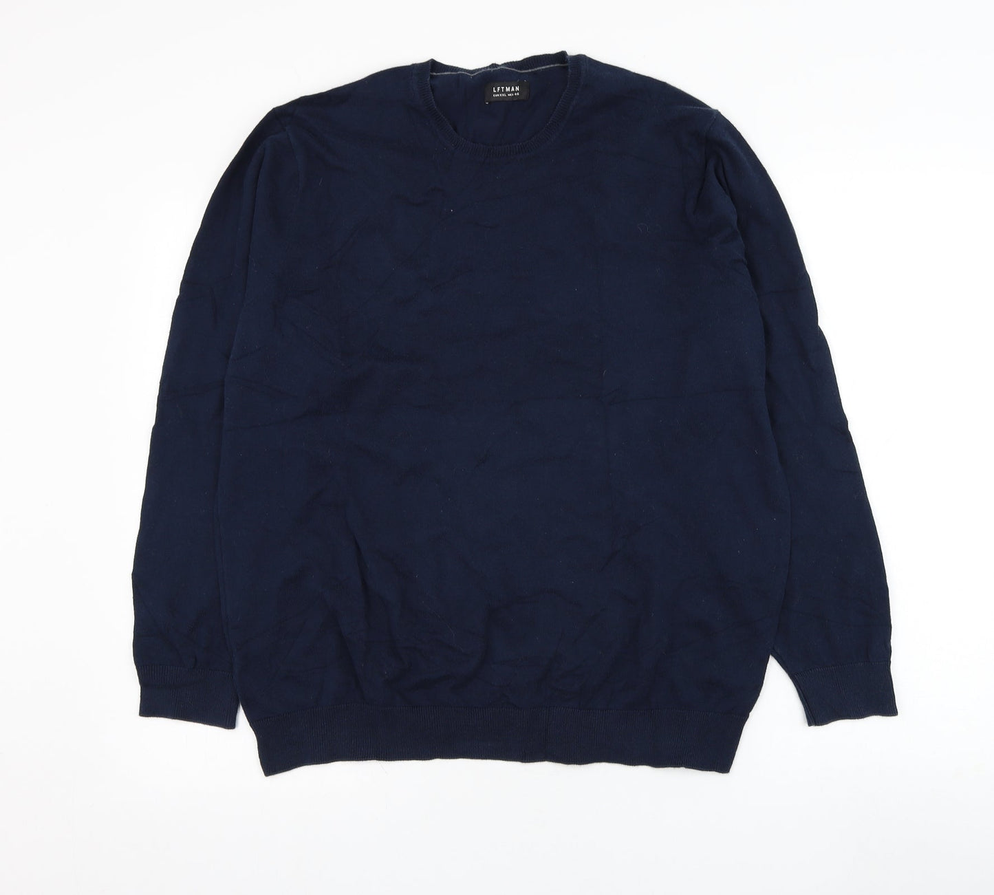 LFTMAN Mens Blue Round Neck  Cotton Pullover Jumper Size 2XL