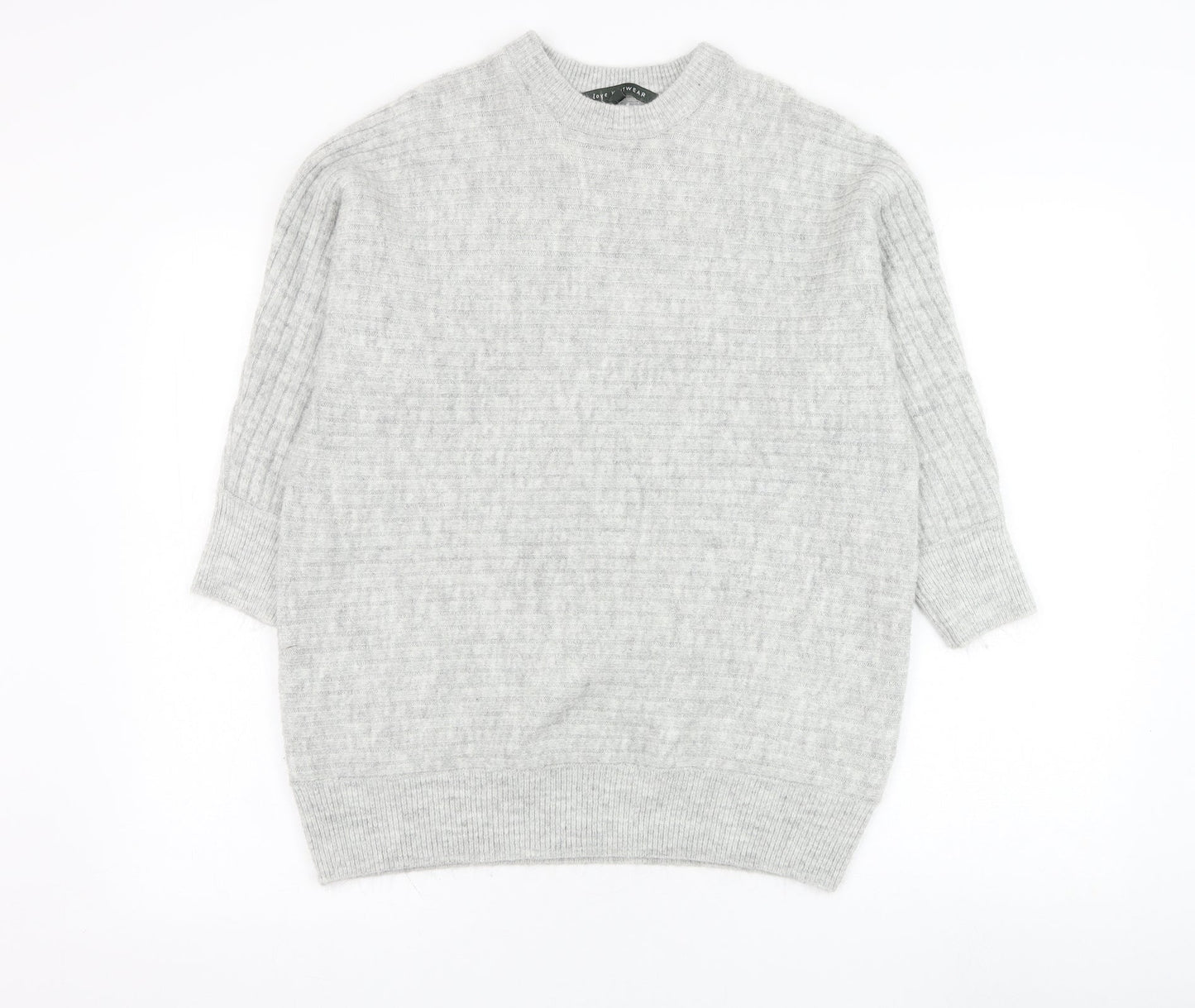 Bonmarché Womens Grey Round Neck  Acrylic Pullover Jumper Size 14