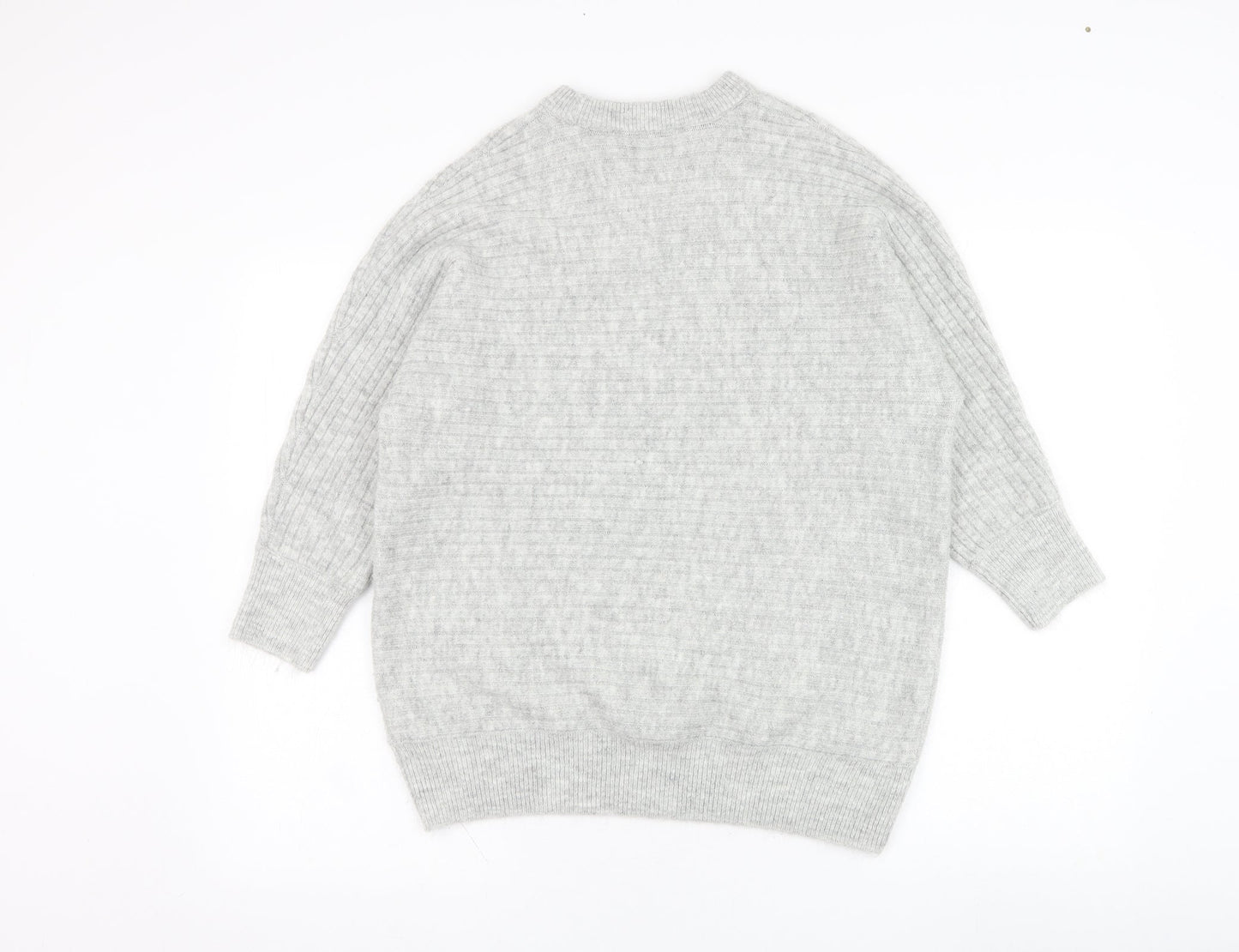 Bonmarché Womens Grey Round Neck  Acrylic Pullover Jumper Size 14