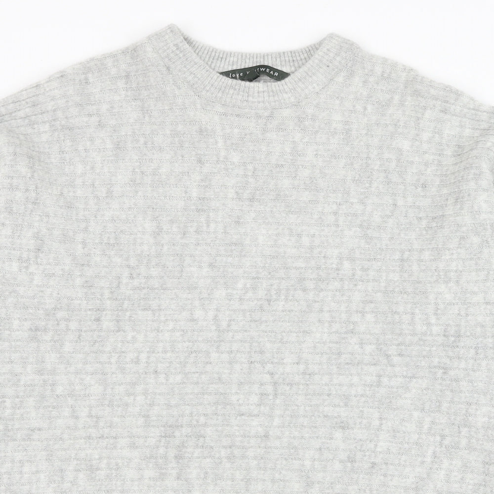 Bonmarché Womens Grey Round Neck  Acrylic Pullover Jumper Size 14