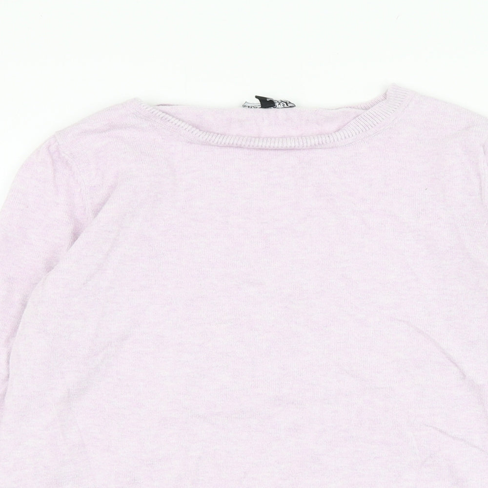 Warehouse Womens Purple Round Neck  Cotton Pullover Jumper Size 12