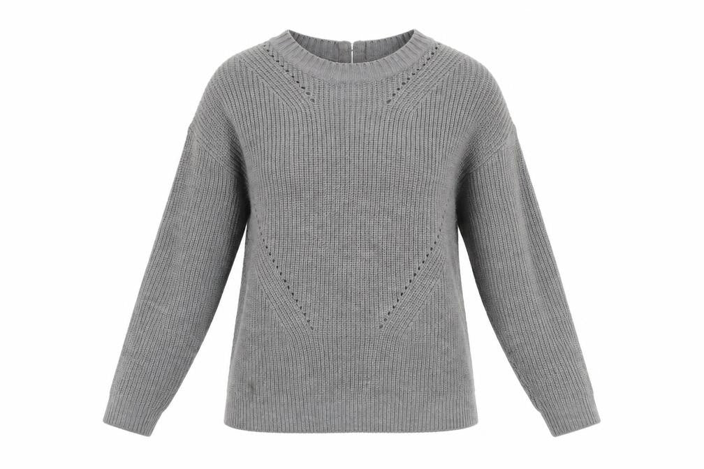 Preworn Womens Grey Round Neck  Acrylic Pullover Jumper Size 12