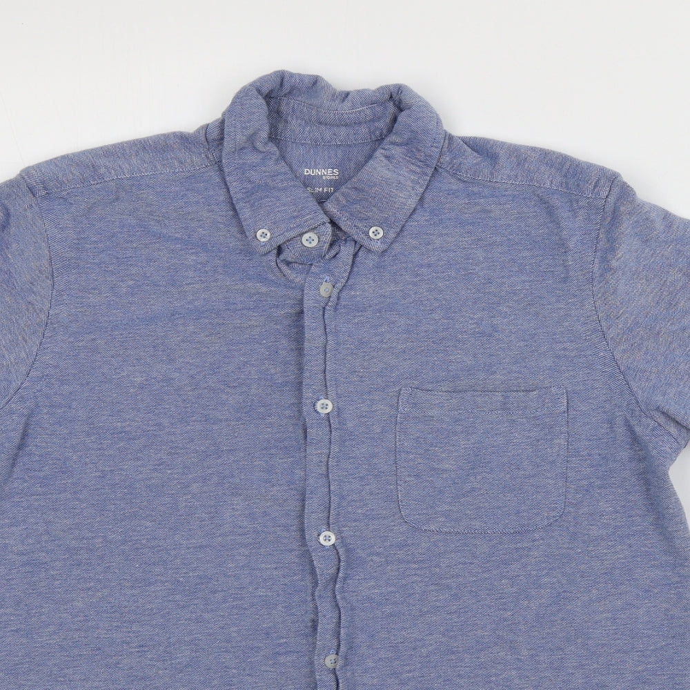 Dunnes Stores Mens Blue  Cotton  Button-Up Size S Collared