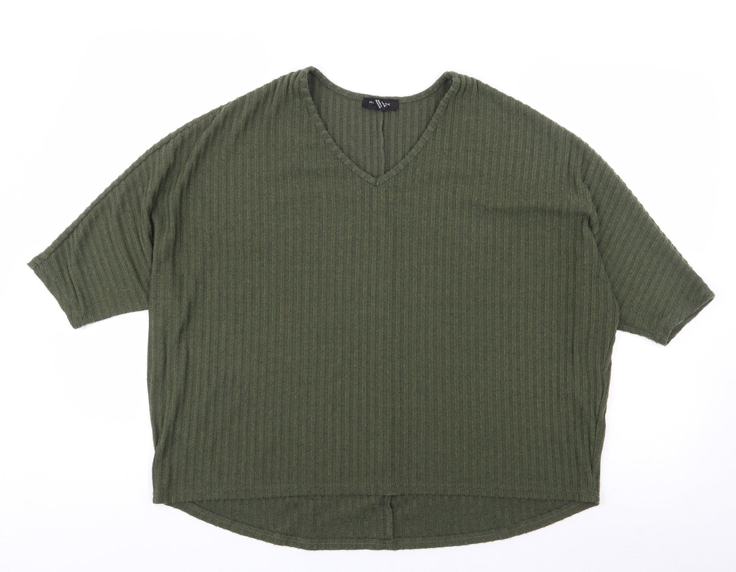 New Look Womens Green  Polyester Jersey T-Shirt Size S V-Neck