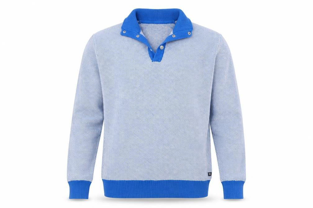 Giovanni Galli Mens Blue Collared  Cotton Pullover Jumper Size L