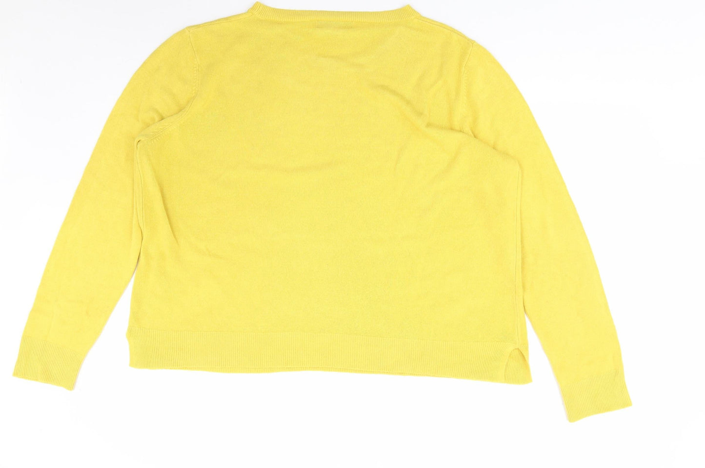 Marks and Spencer Womens Yellow Crew Neck  Acrylic Pullover Jumper Size 20