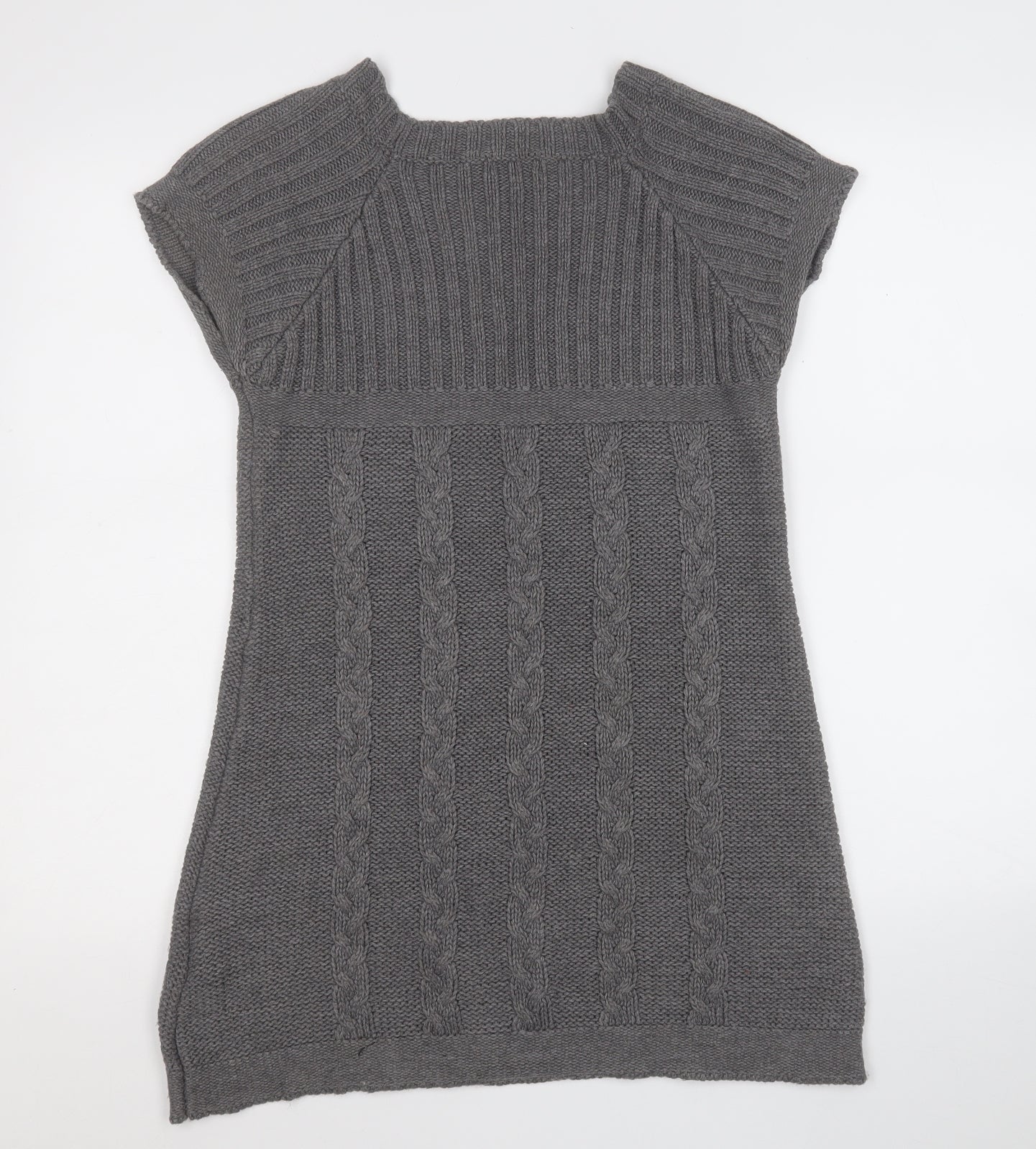 Amisu Womens Grey  Acrylic A-Line  Size S  Round Neck