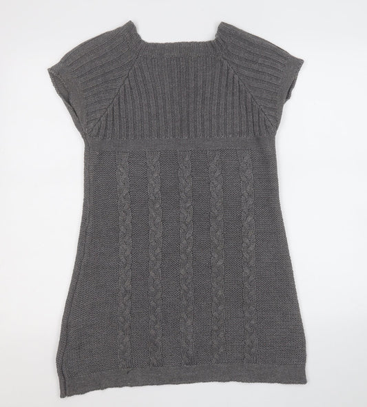 Amisu Womens Grey  Acrylic A-Line  Size S  Round Neck