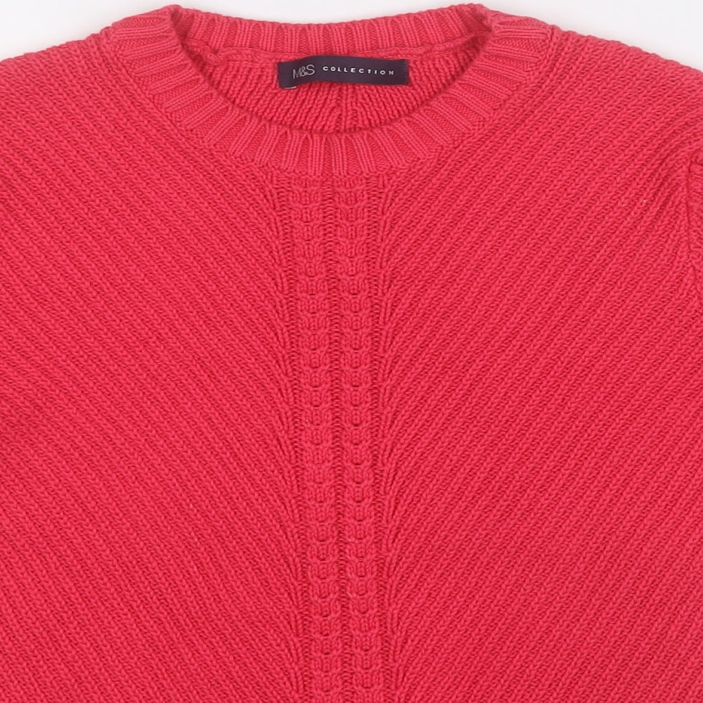 Marks and Spencer Womens Pink V-Neck  Cotton Pullover Jumper Size 10