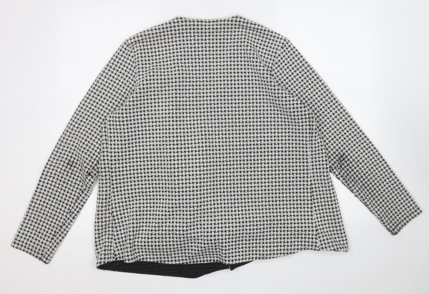 Papaya Womens White V-Neck Plaid Polyester Pullover Jumper Size 18