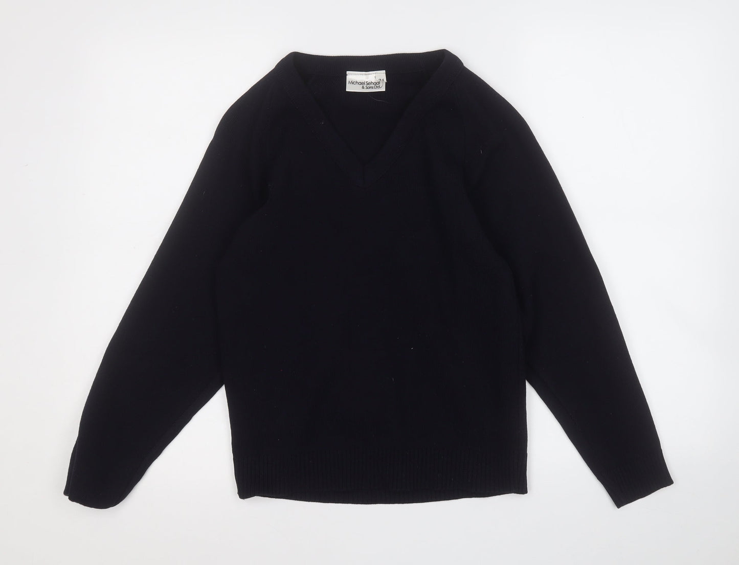michael sehgal Womens Blue V-Neck  Acrylic Pullover Jumper Size 6