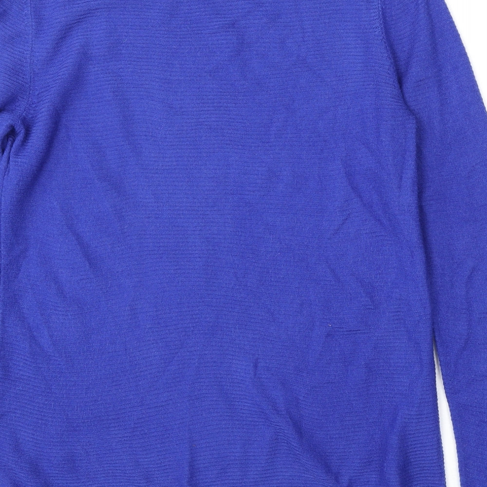 Bonmarché Womens Blue Round Neck  Acrylic Pullover Jumper Size 10