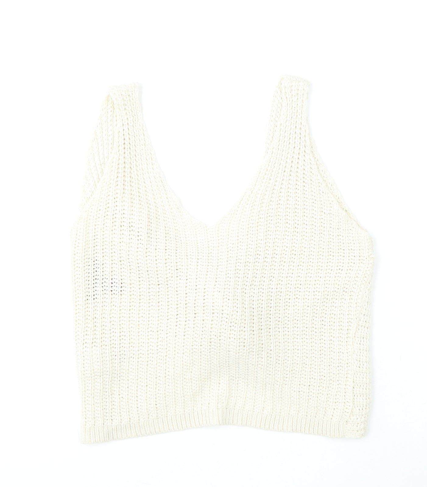 New Look Womens Beige V-Neck  Acrylic Vest Jumper Size M