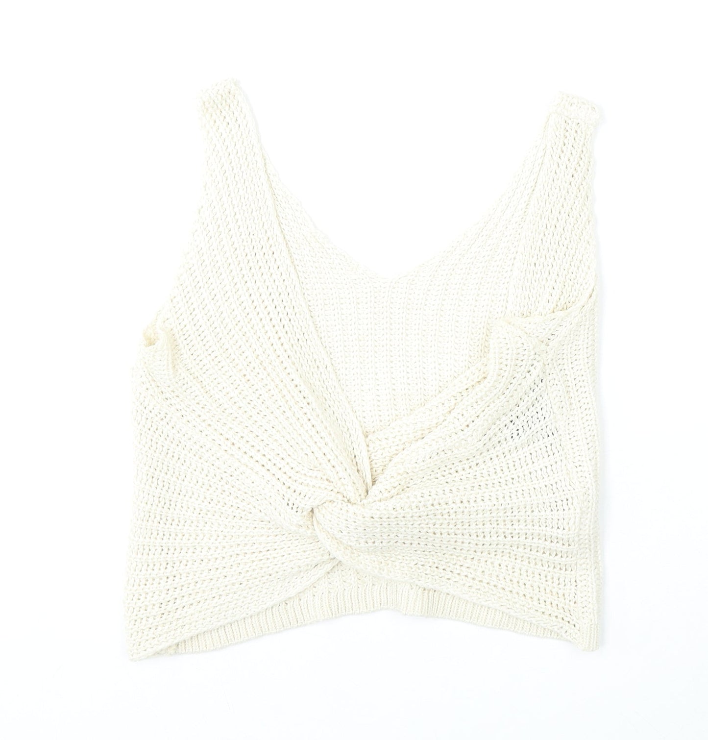 New Look Womens Beige V-Neck  Acrylic Vest Jumper Size M