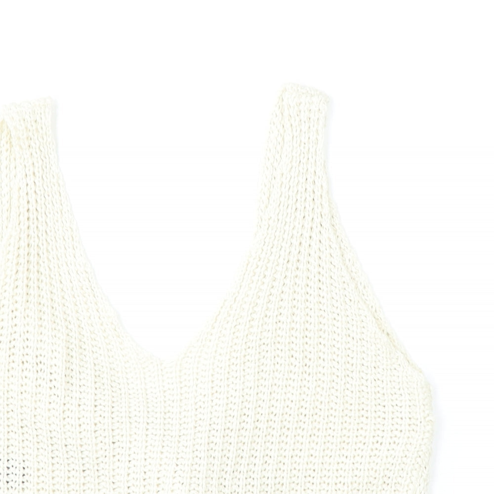 New Look Womens Beige V-Neck  Acrylic Vest Jumper Size M