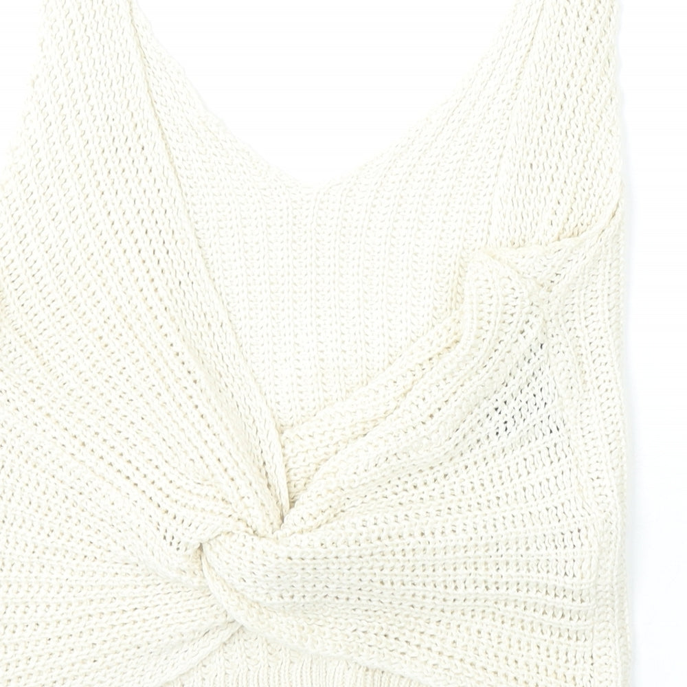 New Look Womens Beige V-Neck  Acrylic Vest Jumper Size M