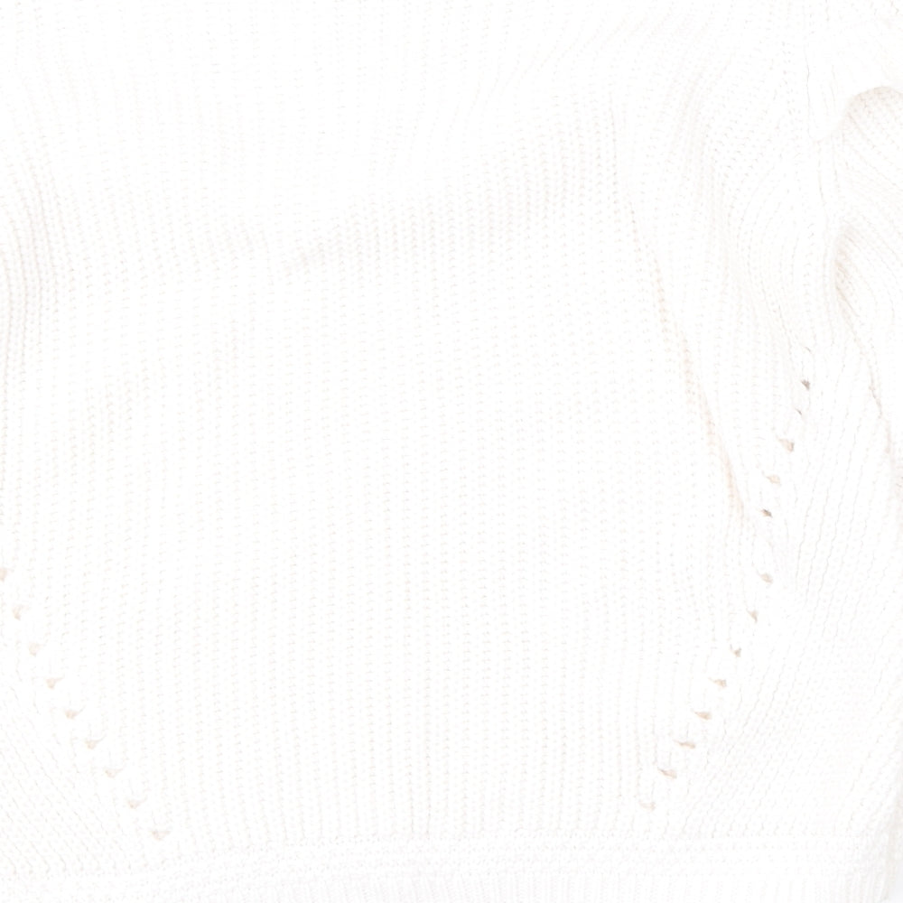 Per Una Womens White Round Neck  Acrylic Pullover Jumper Size 10