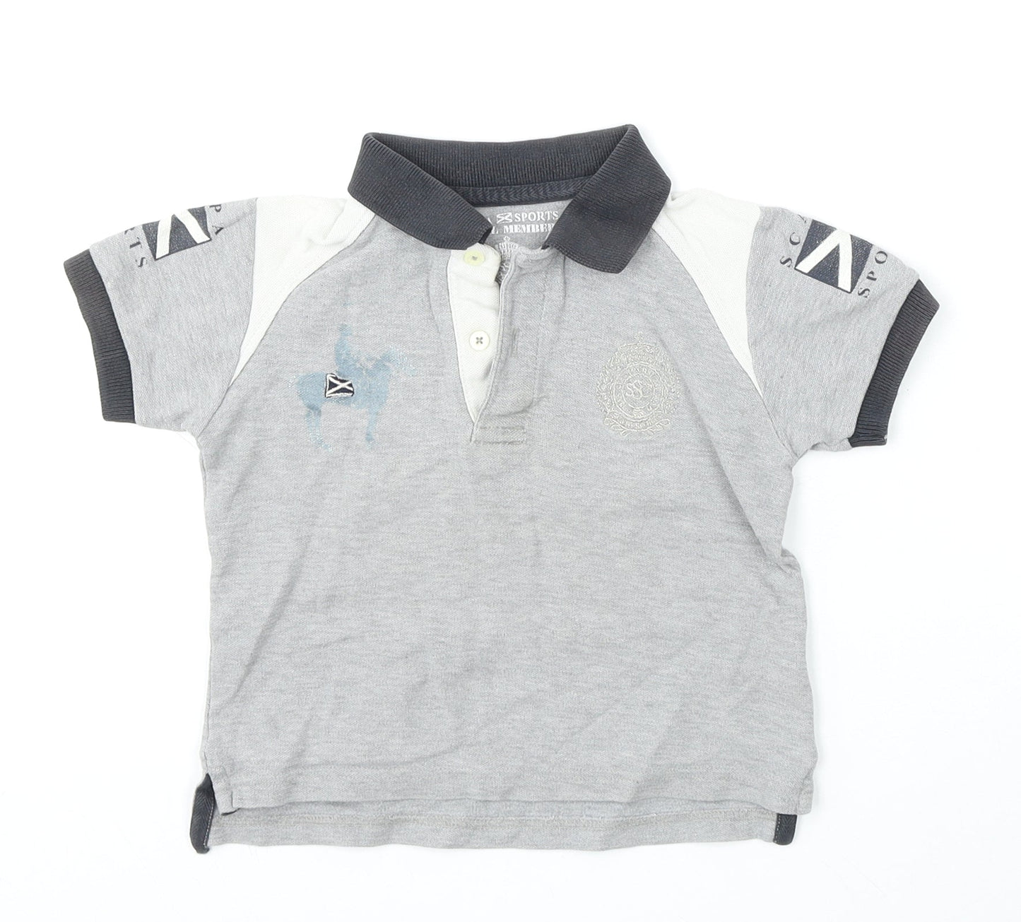 Scapa Sports Boys Grey  Cotton Basic Polo Size 2 Years Collared Button