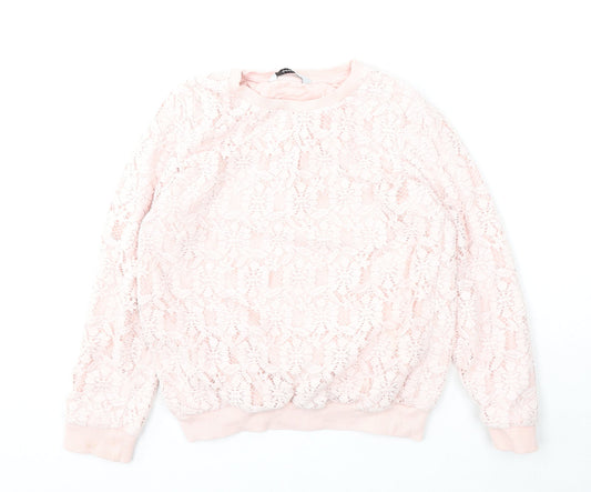 George Girls Pink  Polyester Pullover Sweatshirt Size 8-9 Years   - Small marks to cuff
