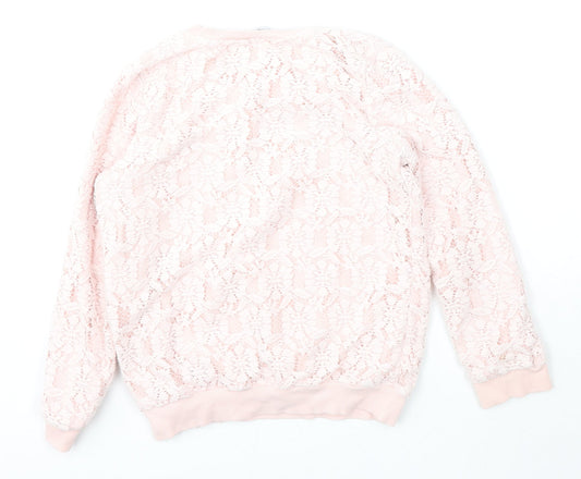 George Girls Pink  Polyester Pullover Sweatshirt Size 8-9 Years   - Small marks to cuff