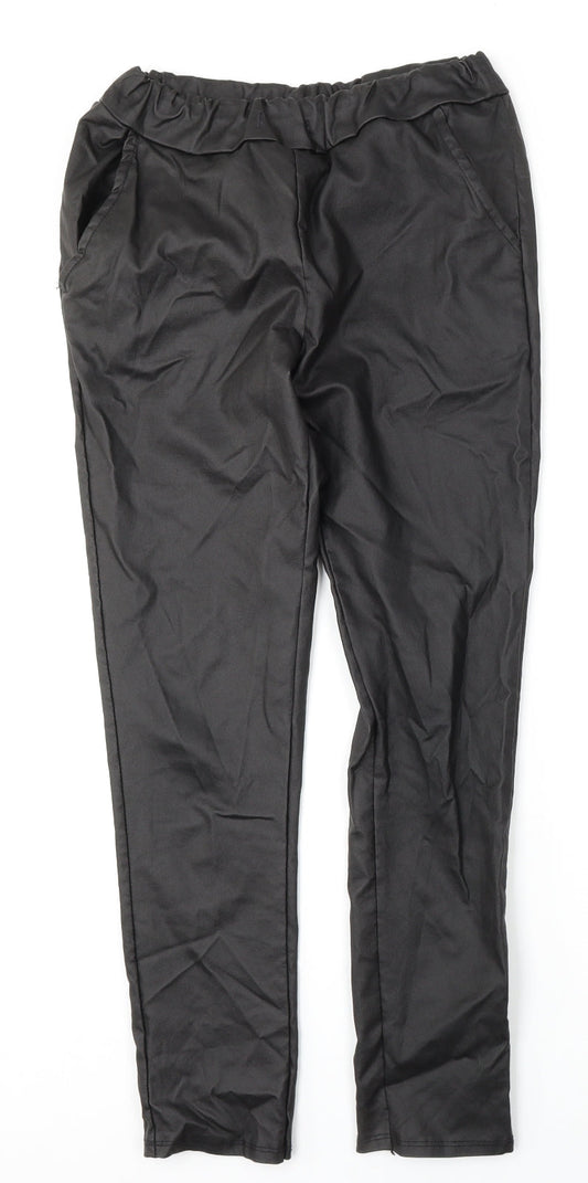 Preworn Womens Black  Viscose Trousers  Size 28 L28 in Regular