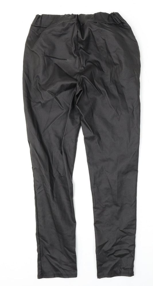 Preworn Womens Black  Viscose Trousers  Size 28 L28 in Regular
