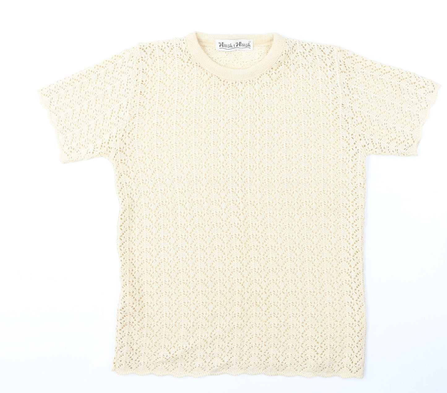 Hush Hush Womens Beige Round Neck  Polyester Pullover Jumper Size M