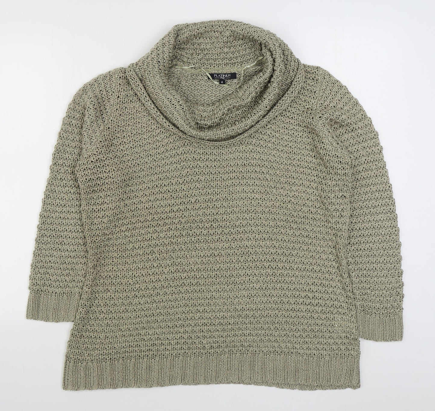 Platinum Womens Beige Roll Neck  Acrylic Pullover Jumper Size S
