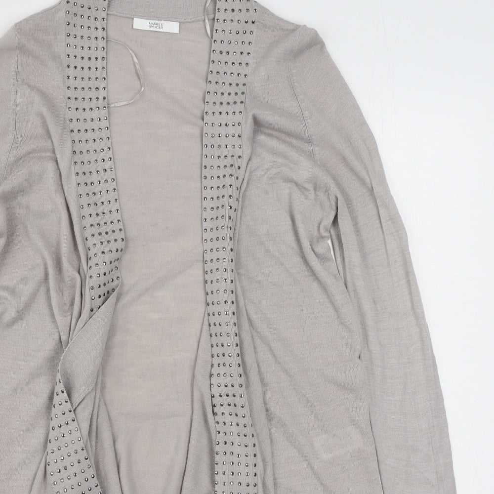 Garfield & Marks Womens Beige V-Neck  Acrylic Cardigan Jumper Size 14