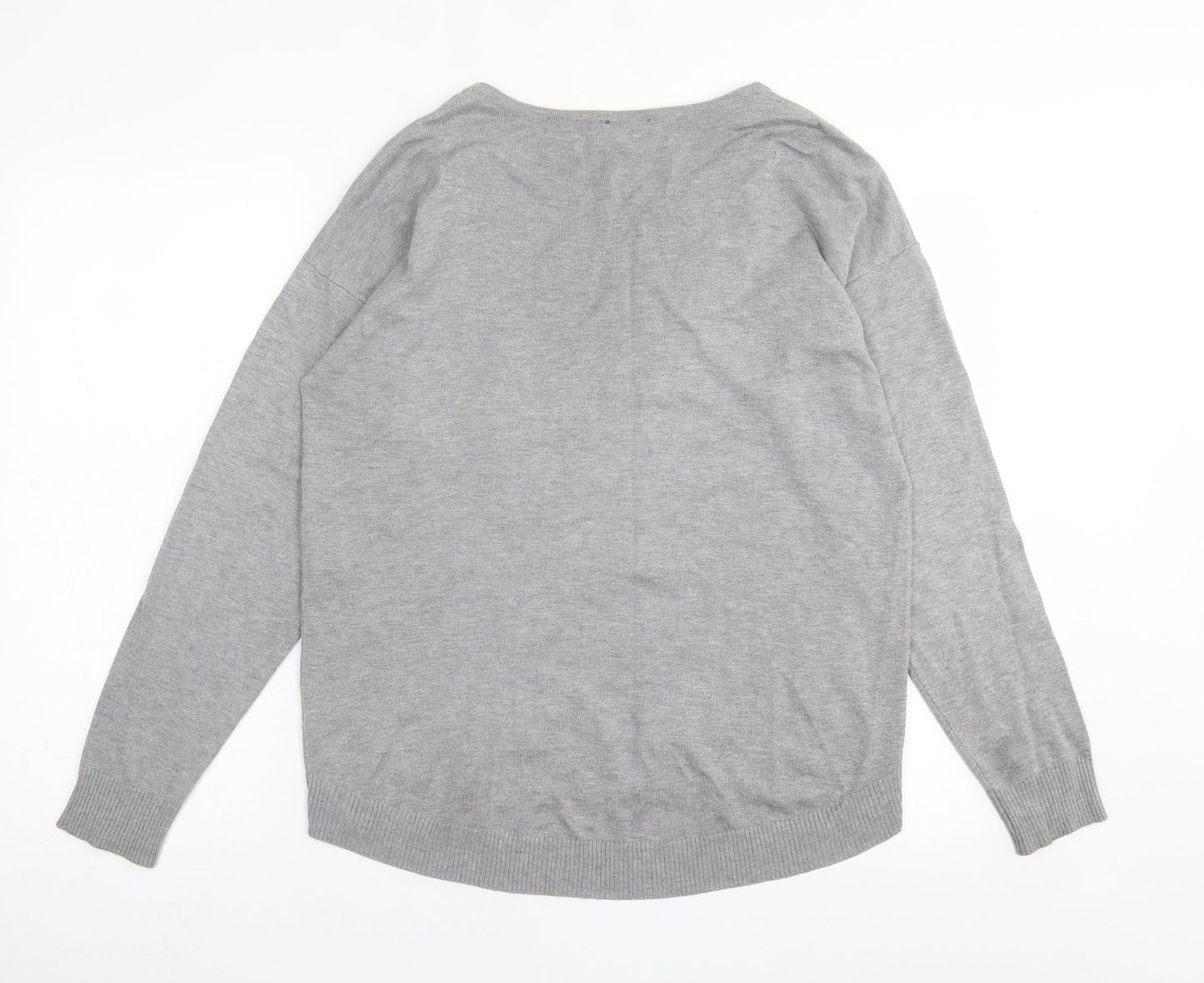 Casamia  Womens Grey Crew Neck  Viscose Pullover Jumper Size M