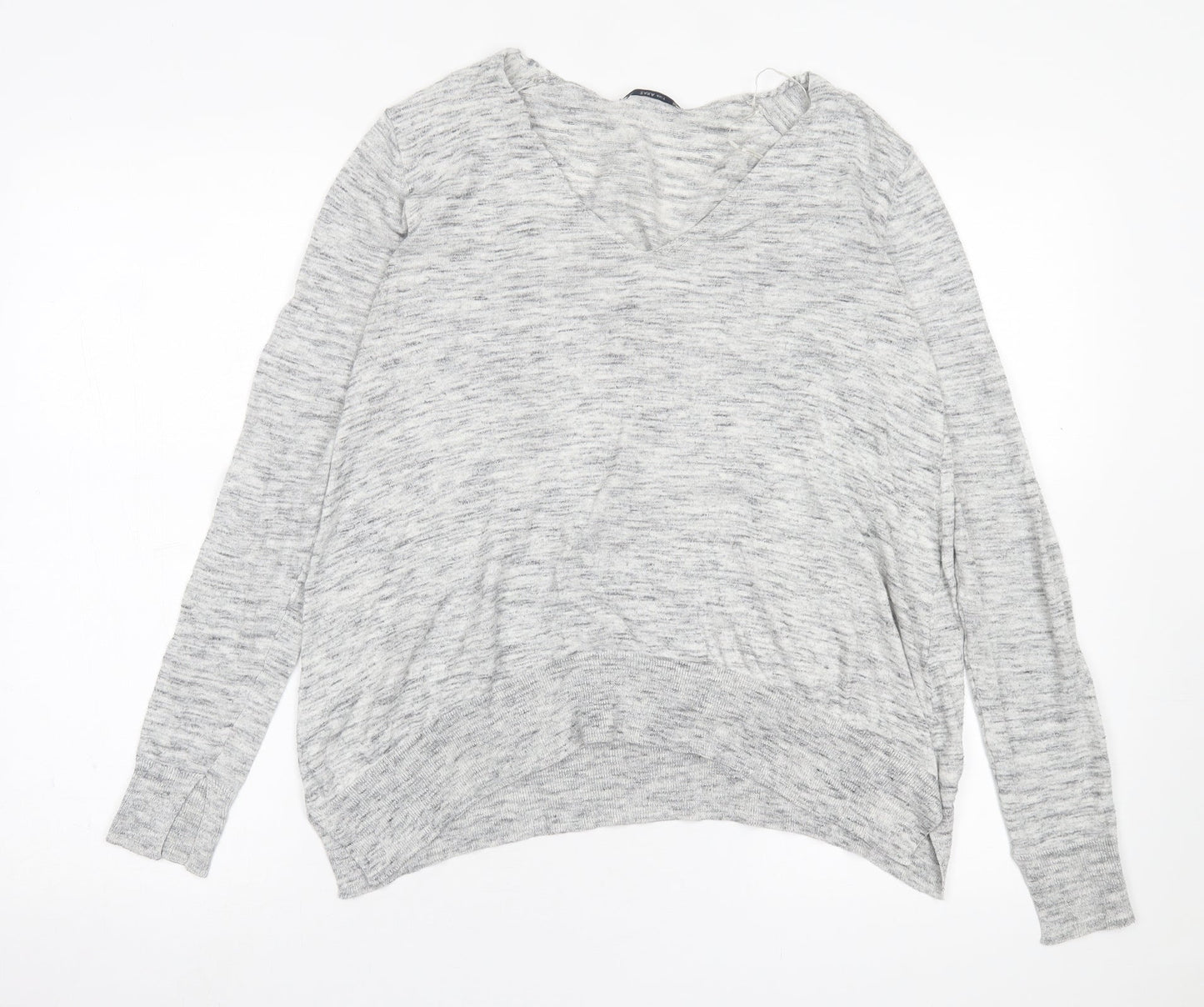 Zara Womens Grey V-Neck  Polyester Pullover Jumper Size M
