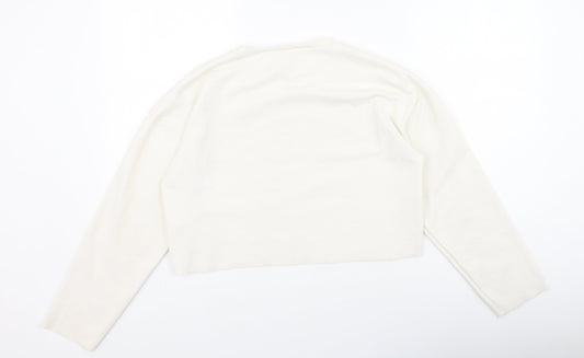 Zara Womens Ivory  Polyester Pullover Sweatshirt Size S